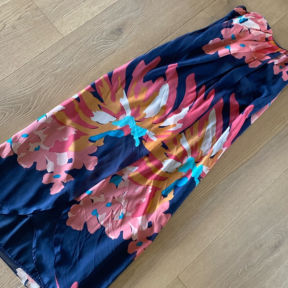 Trina Turk Strapless Bold Floral Silk Maxi Dress